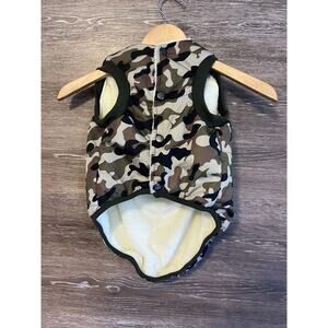 Dog Jacket Faux Fur Lined Soft Hook & Loop Close Winter Army Sz Medium New